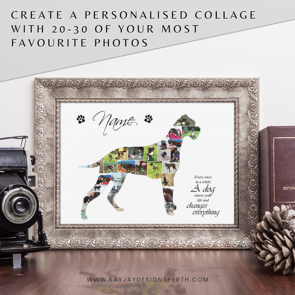 Boxer | Custom Digital Collage Silhouette | Personalized Gift | Photo Memories Art | Unique Wall Decor