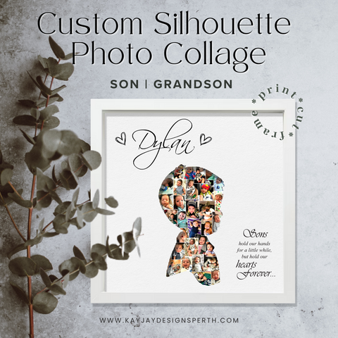 Son | Grandson - Personalized Collage Silhouette in Shadow Frame - Custom Photo Memories Gift