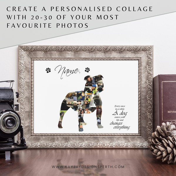 Staffy V3 | Custom Digital Collage Silhouette | Personalized Gift | Photo Memories Art | Unique Wall Decor
