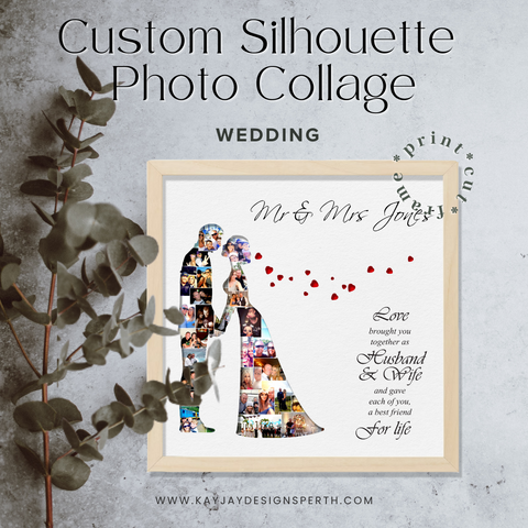 Wedding | Marriage - Personalized Collage Silhouette in Shadow Frame - Custom Photo Memories Gift