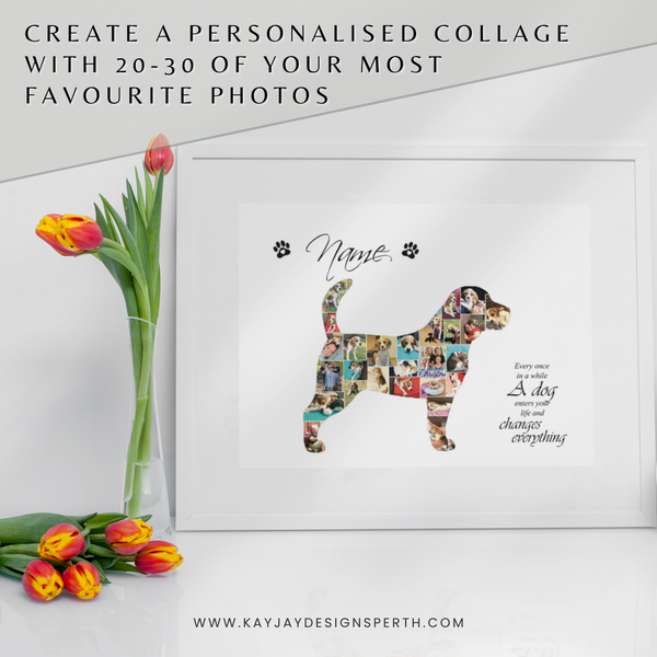 Beagle | Custom Digital Collage Silhouette | Personalized Gift | Photo Memories Art | Unique Wall Decor