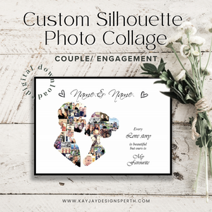 Couple | Engagement | Custom Digital Collage Silhouette | Personalized Gift | Photo Memories Art | Unique Wall Decor