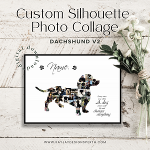 Dachshund V2 | Custom Digital Collage Silhouette | Personalized Gift | Photo Memories Art | Unique Wall Decor