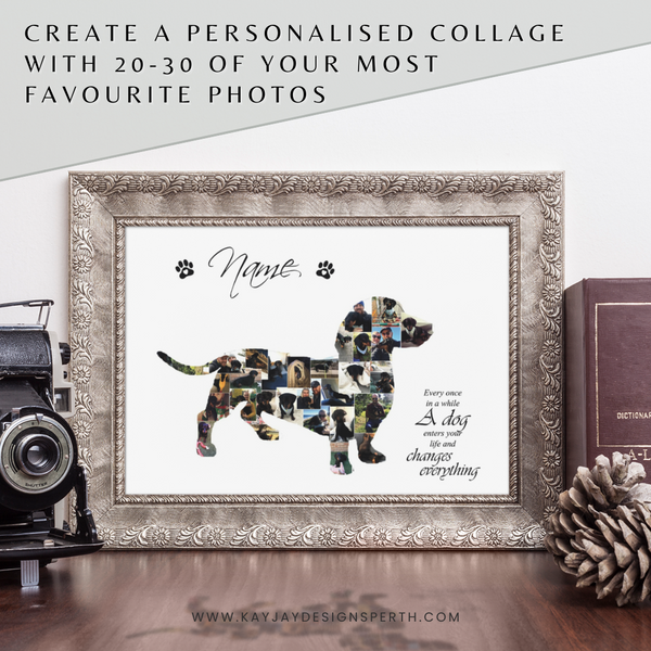 Dachshund V2 | Custom Digital Collage Silhouette | Personalized Gift | Photo Memories Art | Unique Wall Decor
