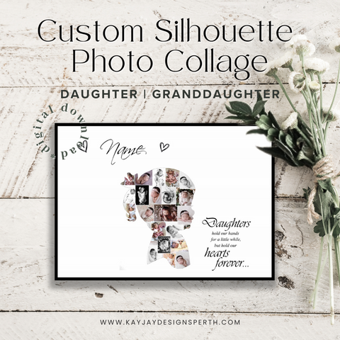 Daughter | Granddaughter | Custom Digital Collage Silhouette | Personalized Gift | Photo Memories Art | Unique Wall Decor