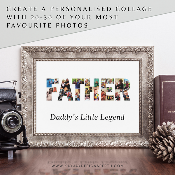 Father | Letters | Custom Digital Collage Silhouette | Personalized Gift | Photo Memories Art | Unique Wall Decor