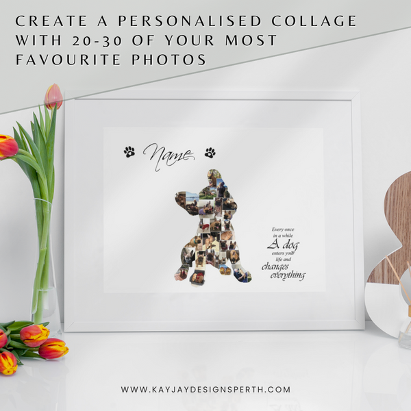 French Bulldog V2 | Custom Digital Collage Silhouette | Personalized Gift | Photo Memories Art | Unique Wall Decor