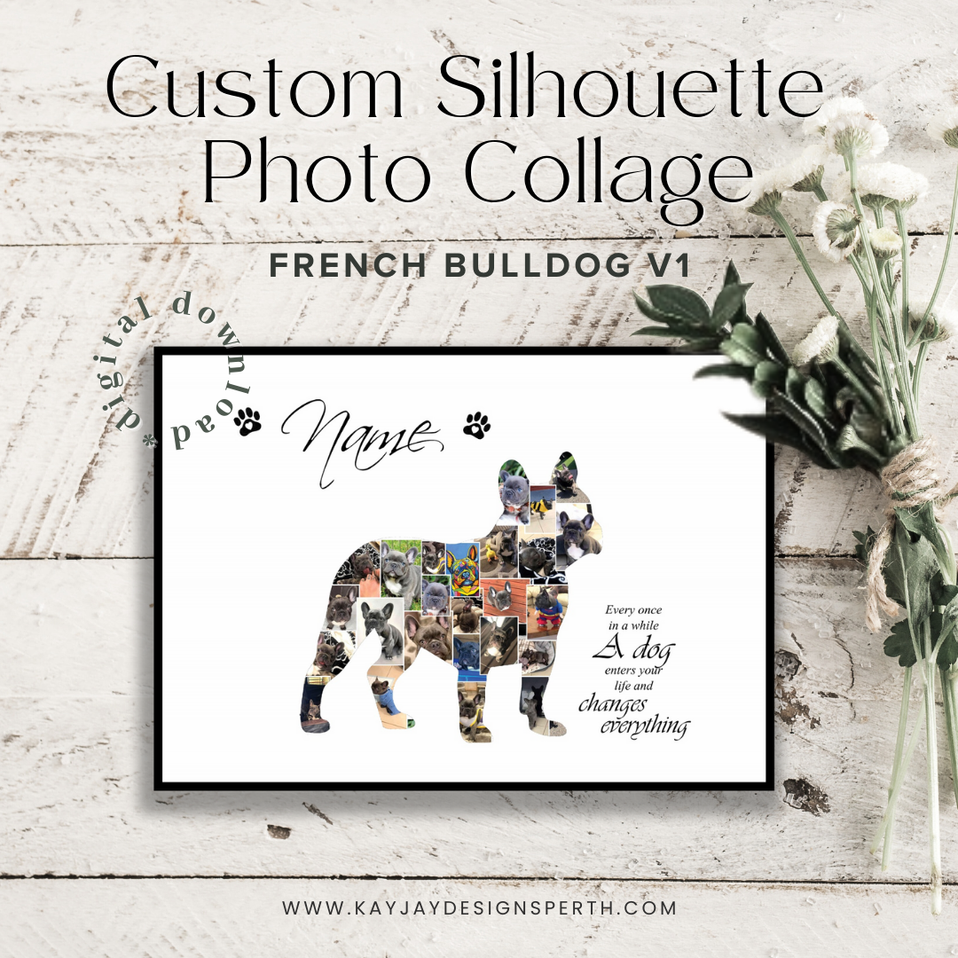 French Bulldog V1 | Custom Digital Collage Silhouette | Personalized Gift | Photo Memories Art | Unique Wall Decor