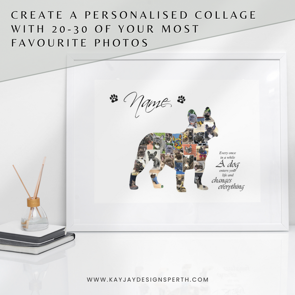French Bulldog V1 | Custom Digital Collage Silhouette | Personalized Gift | Photo Memories Art | Unique Wall Decor