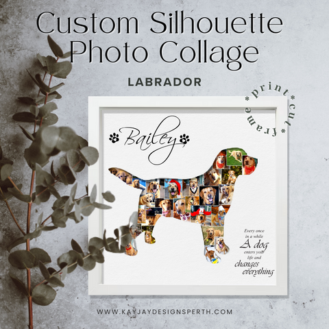 Labrador - Personalized Collage Silhouette in Shadow Frame - Custom Photo Memories Gift