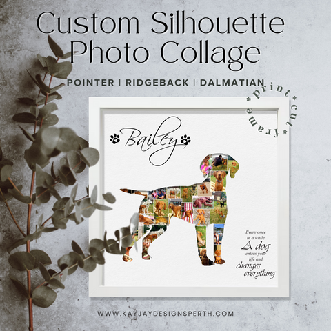 Pointer | Ridgeback | Dalmatian - Personalized Collage Silhouette in Shadow Frame - Custom Photo Memories Gift