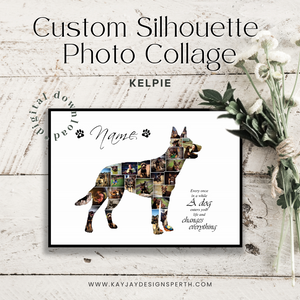 Kelpie | Custom Digital Collage Silhouette | Personalized Gift | Photo Memories Art | Unique Wall Decor