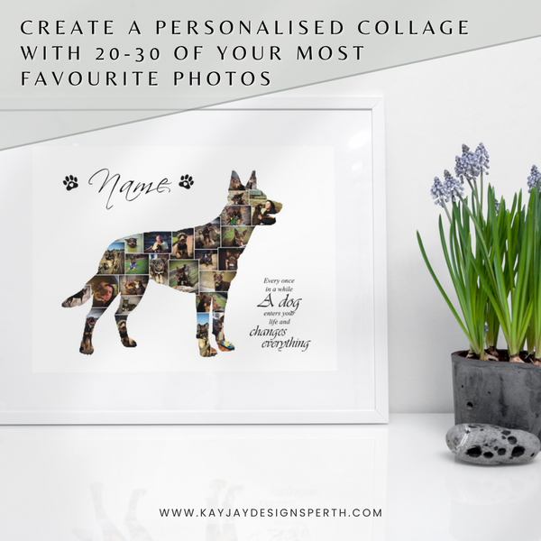 Kelpie | Custom Digital Collage Silhouette | Personalized Gift | Photo Memories Art | Unique Wall Decor
