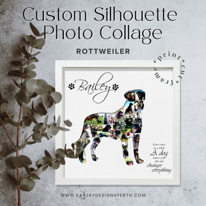 Rottweiler - Personalized Collage Silhouette in Shadow Frame - Custom Photo Memories Gift