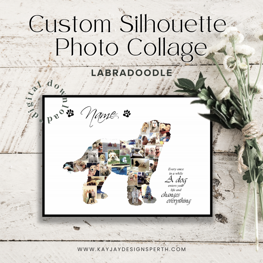 Labradoodle | Custom Digital Collage Silhouette | Personalized Gift | Photo Memories Art | Unique Wall Decor
