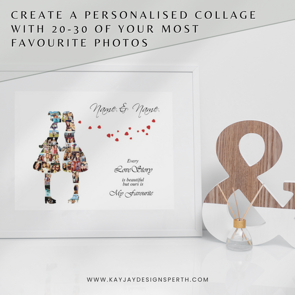 Couple | Lesbian | Custom Digital Collage Silhouette | Personalized Gift | Photo Memories Art | Unique Wall Decor
