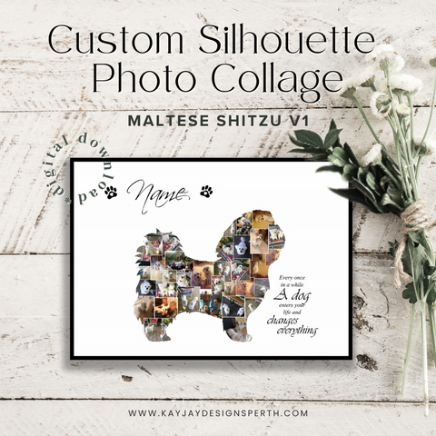 Maltese Shitzu V1 | Custom Digital Collage Silhouette | Personalized Gift | Photo Memories Art | Unique Wall Decor