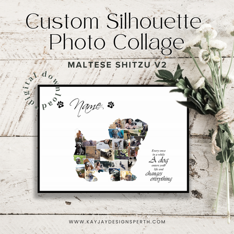 Maltese Shitzu V2 | Custom Digital Collage Silhouette | Personalized Gift | Photo Memories Art | Unique Wall Decor