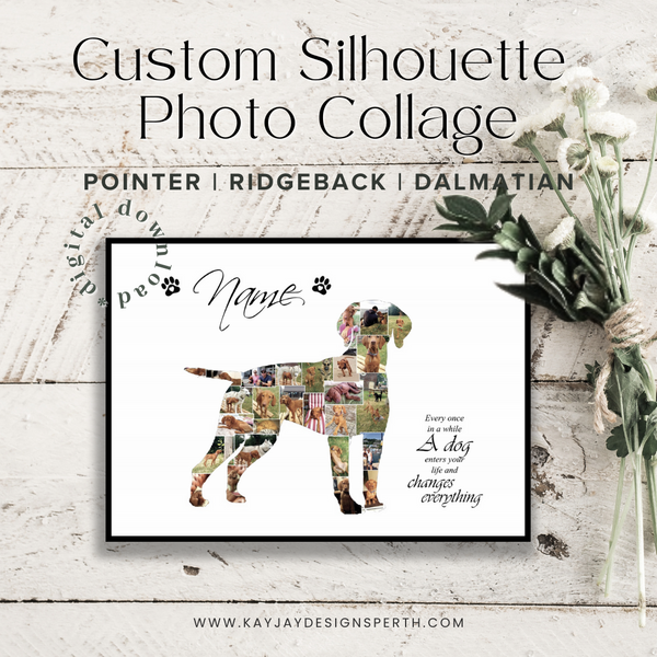 Pointer | Ridgeback | Dalmatian | Custom Digital Collage Silhouette | Personalized Gift | Photo Memories Art | Unique Wall Decor