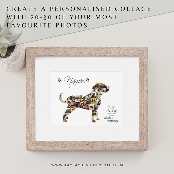 Pug | Custom Digital Collage Silhouette | Personalized Gift | Photo Memories Art | Unique Wall Decor