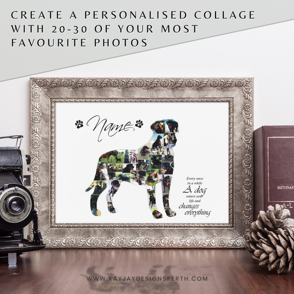 Rottweiler | Custom Digital Collage Silhouette | Personalized Gift | Photo Memories Art | Unique Wall Decor