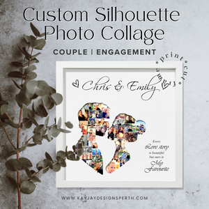 Couple | Engagement - Personalized Collage Silhouette in Shadow Frame - Custom Photo Memories Gift