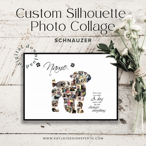 Schnauzer | Custom Digital Collage Silhouette | Personalized Gift | Photo Memories Art | Unique Wall Decor