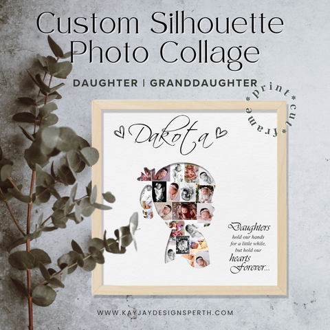 Daughter | Granddaughter - Personalized Collage Silhouette in Shadow Frame - Custom Photo Memories Gift
