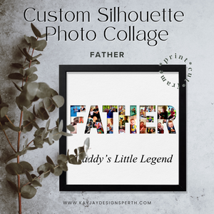 Father | Letters - Personalized Collage Silhouette in Shadow Frame - Custom Photo Memories Gift