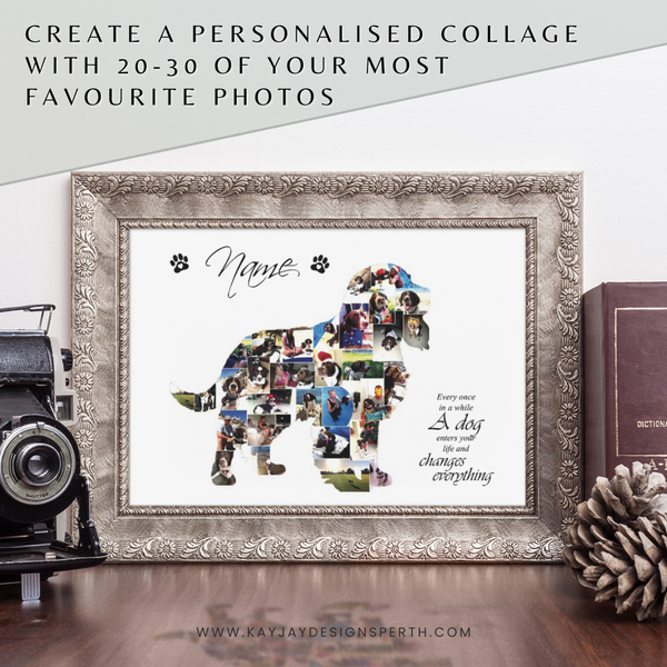 Spaniel V1 | Custom Digital Collage Silhouette | Personalized Gift | Photo Memories Art | Unique Wall Decor