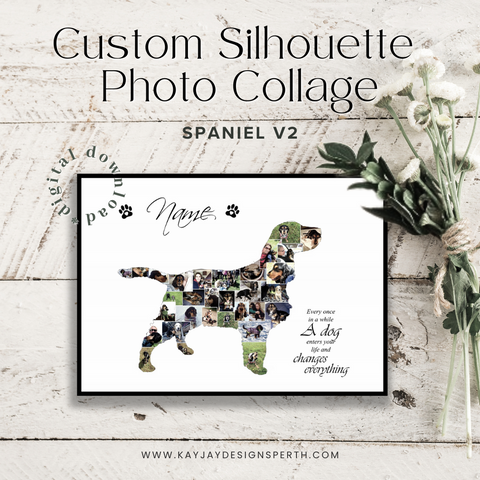 Spaniel V2 | Custom Digital Collage Silhouette | Personalized Gift | Photo Memories Art | Unique Wall Decor