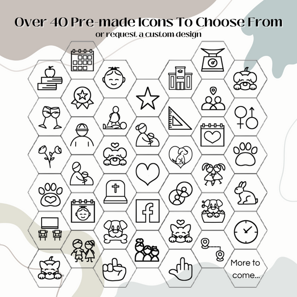 Custom Pet Printed Portrait with Statistic Icons | Unique Gift Ideas